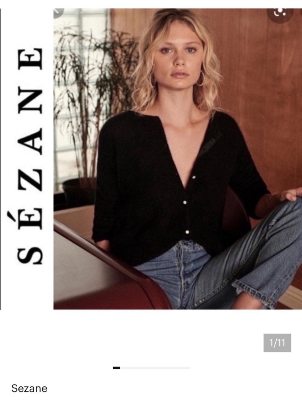 Sézane Gaspard Jumper Cardigan Small Black Mohair Alpaca Knit Sweater